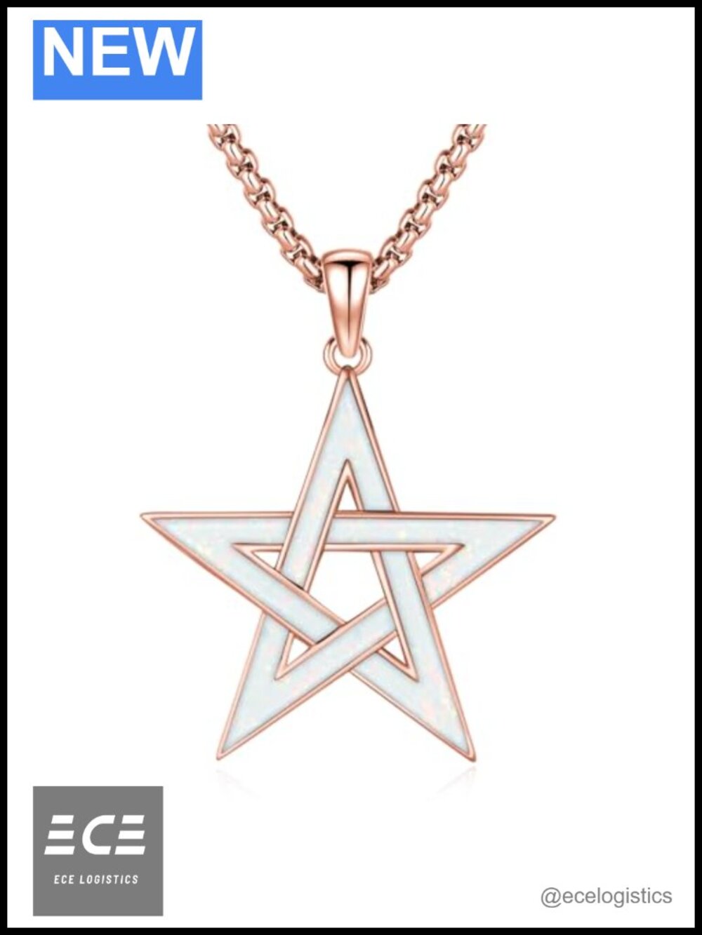 Sterling Silver Opal Pentacle Star Pendant Necklace Adjustable 20+2 Inch